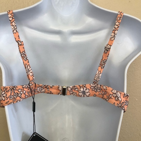 Zaful Peach Floral Underwire Top Brown High Cut Leg Bottom Bikini Swim Set M/6 - Picture 7 of 16